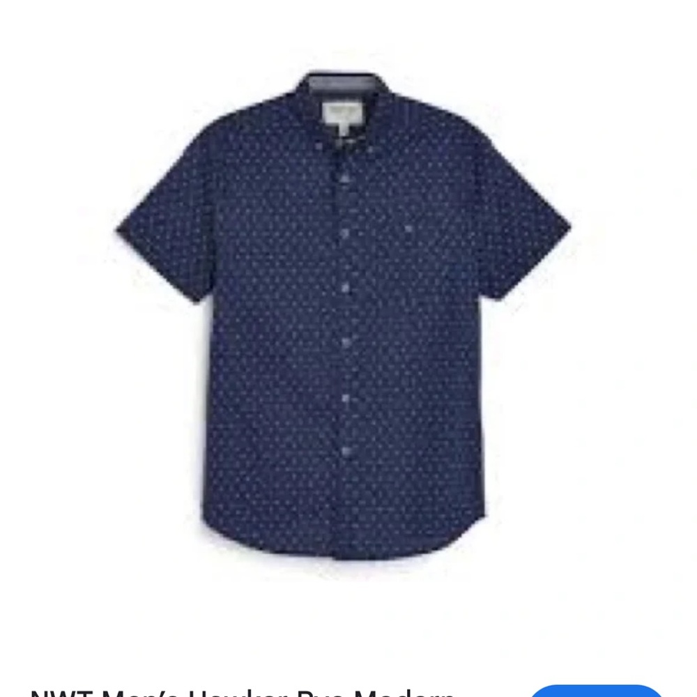 Hawker Rye shirt - navy print short sleeve button front w/chest pocket